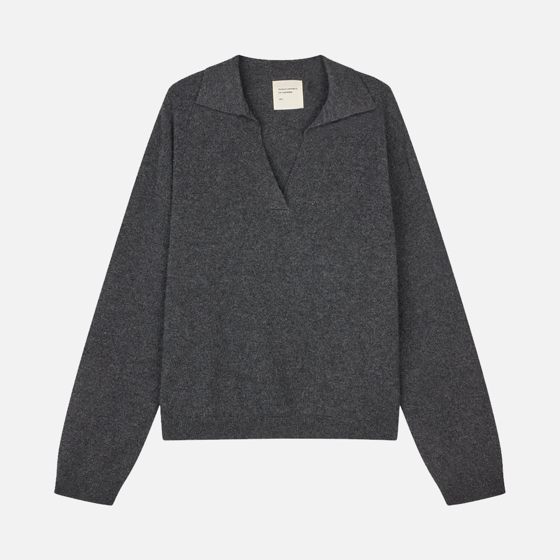 Women's Oversized Collar V-Neck Dark Grey