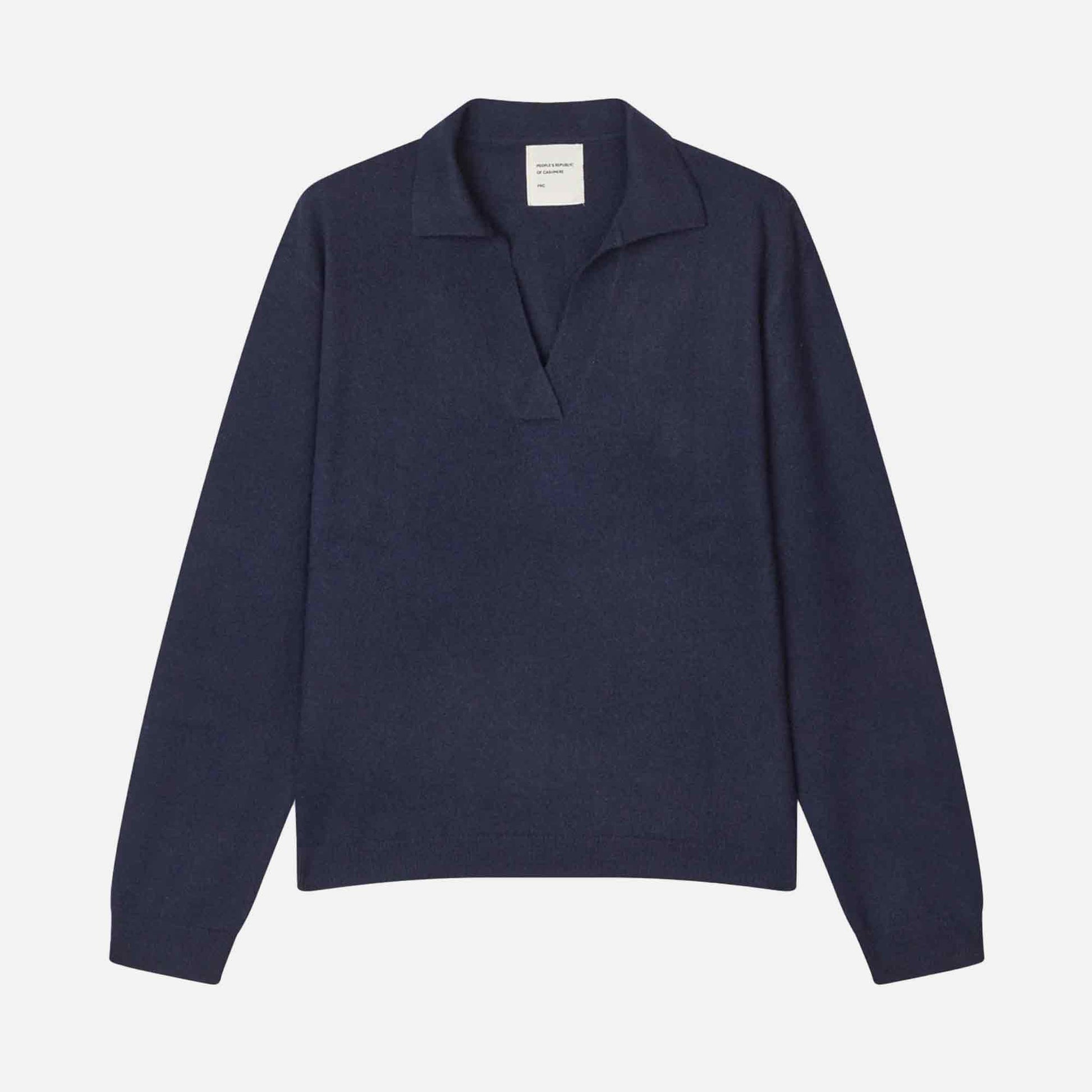 Women's Oversized Collar V-Neck Navy
