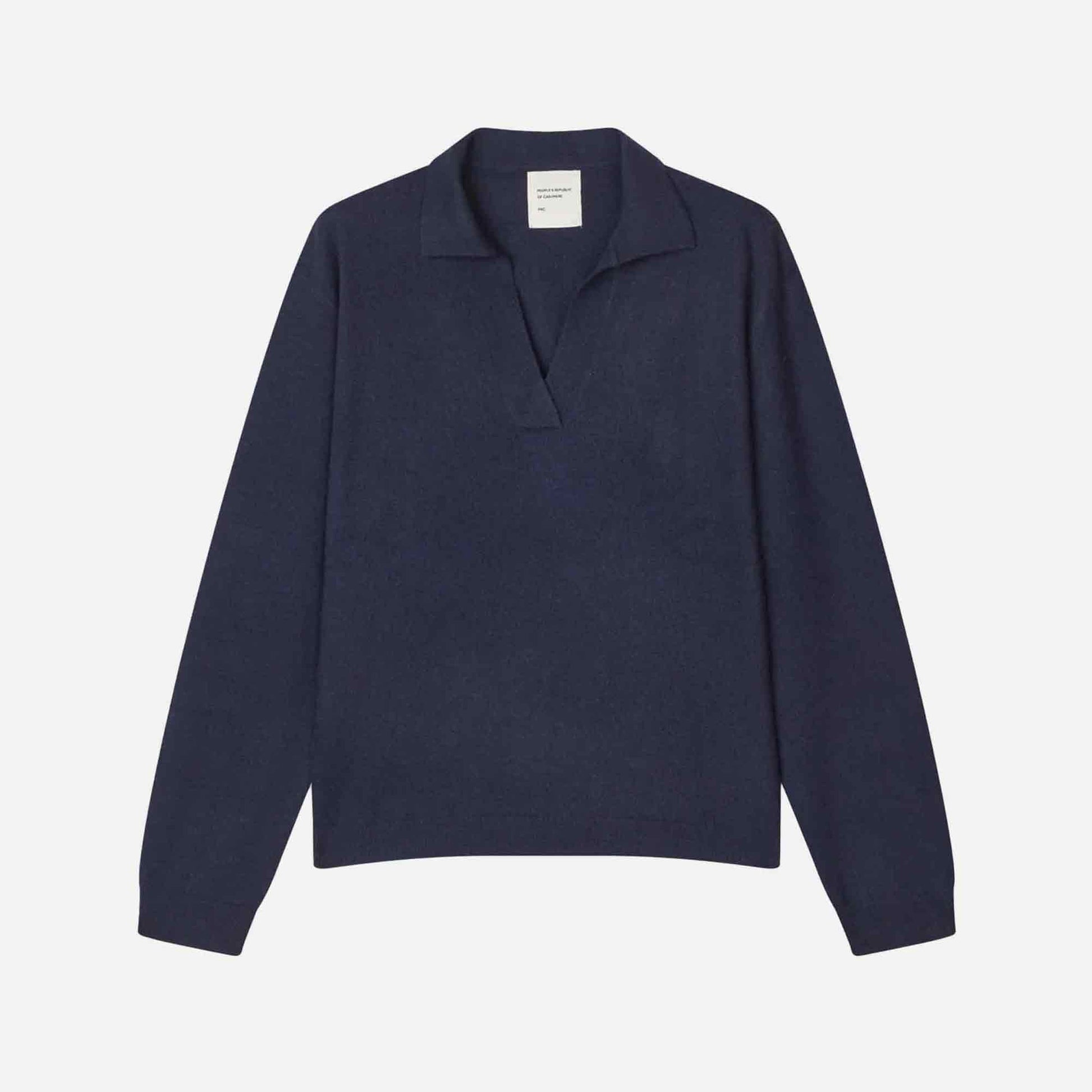Women's Oversized Collar V-Neck Navy