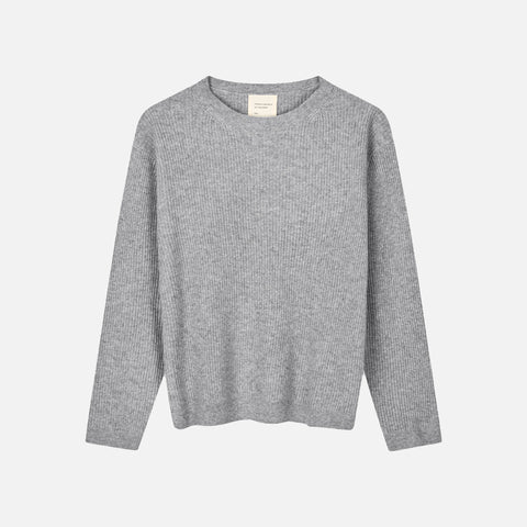 Women's Rib Oversized Roundneck Heather Grey Light