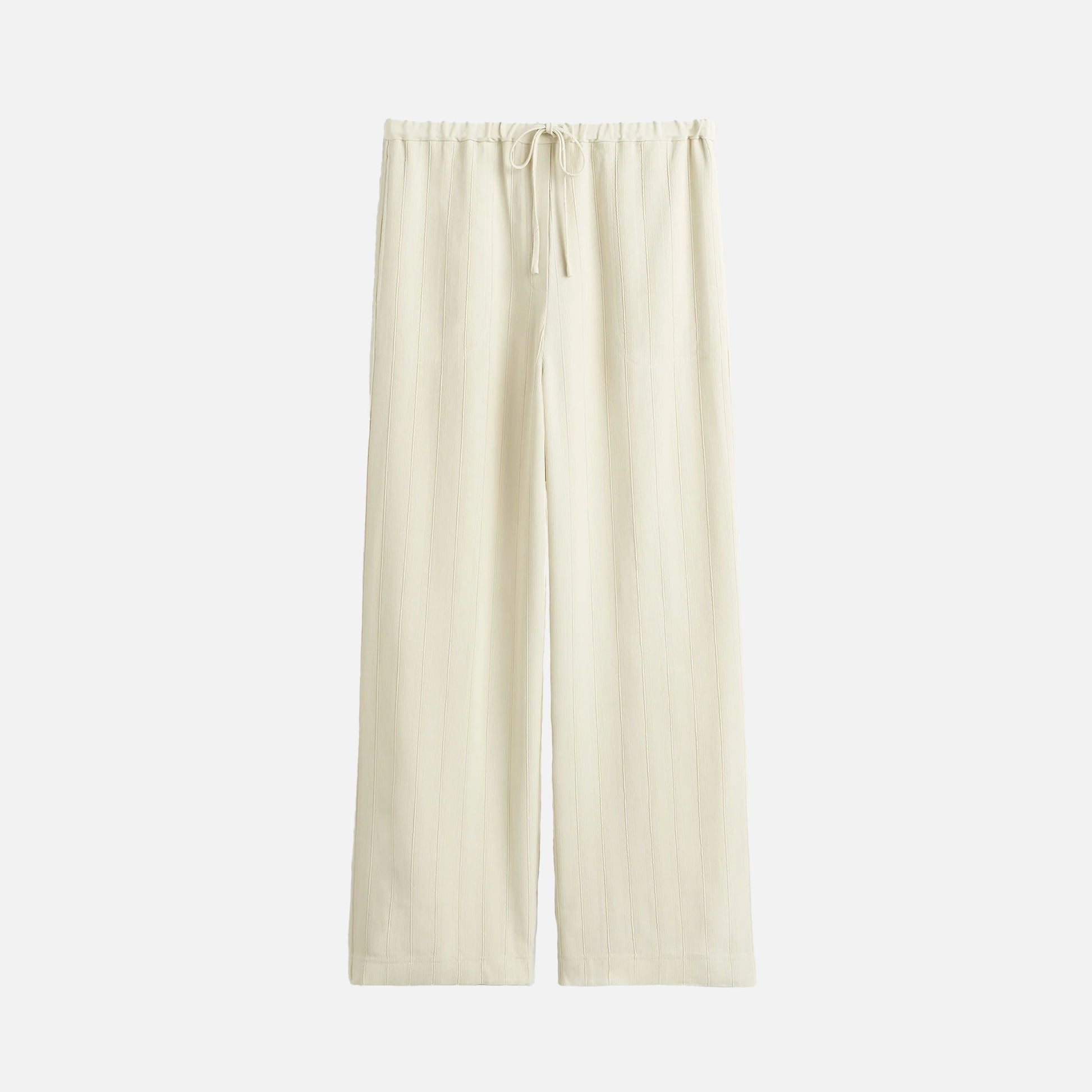 Woven Stripe Drawstring Trousers Ecru