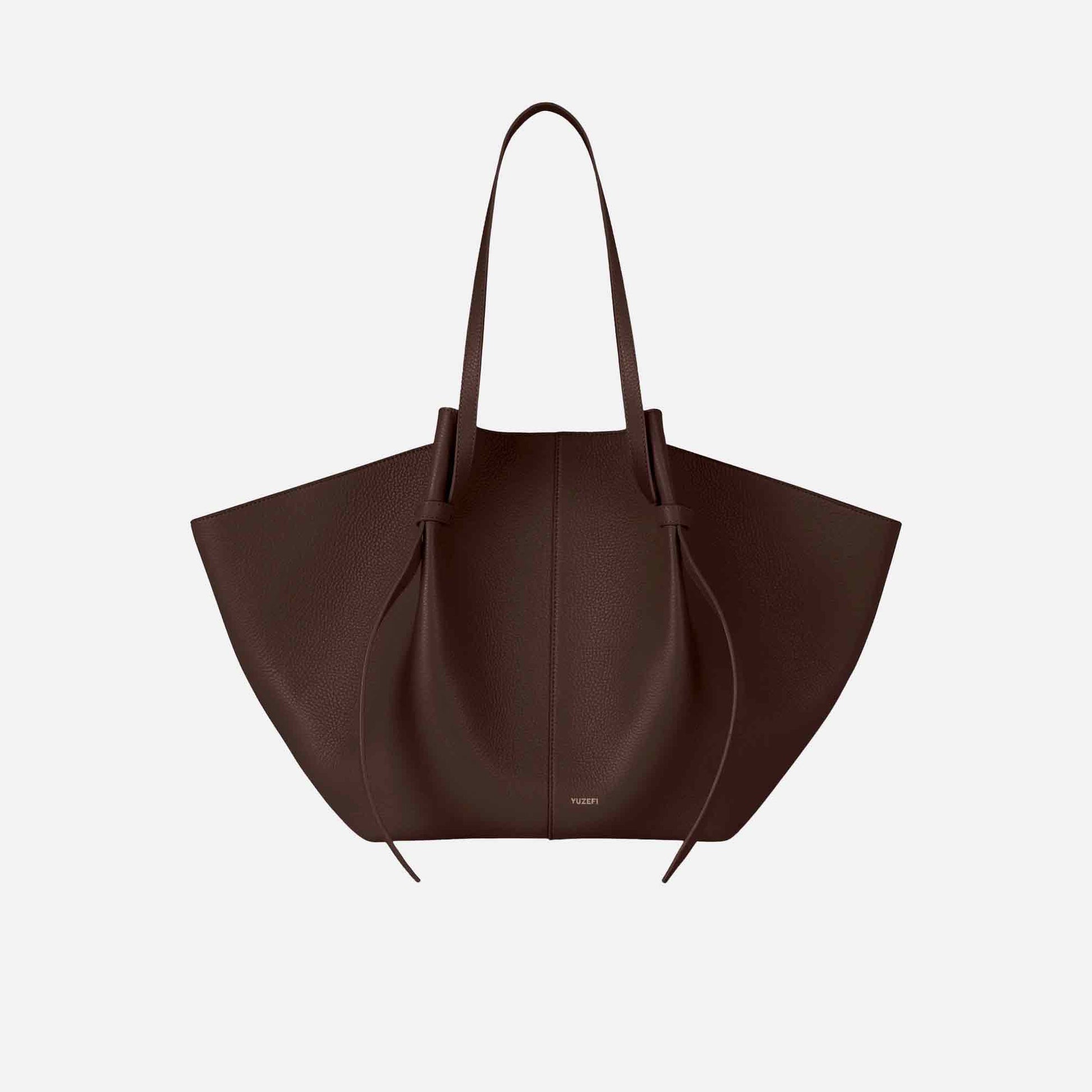 XL Mochi Tote Bag Grained Leather Espresso