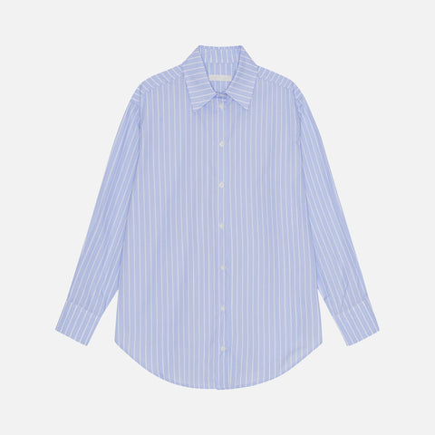 Arthur Shirt Wide Stripe Light Blue/White