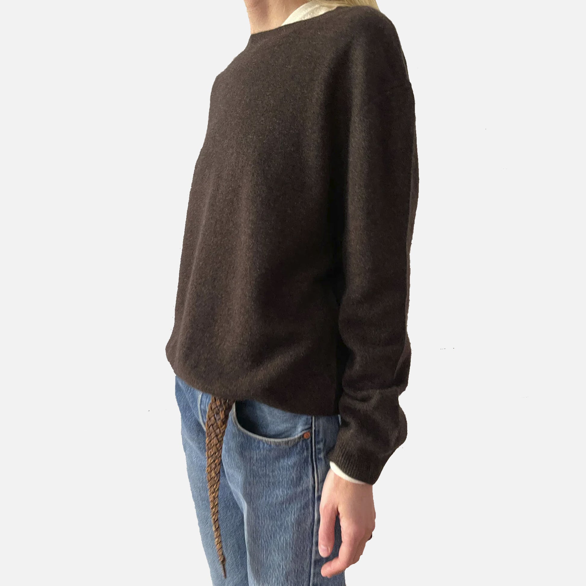 Women's Oversized Roundneck Black Truffle
