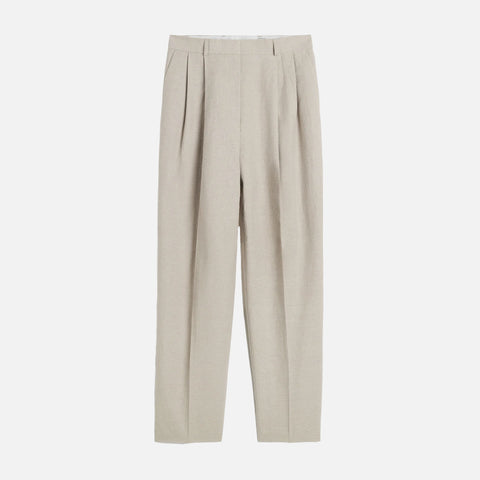 Double-Pleated Tailored Trousers Sand