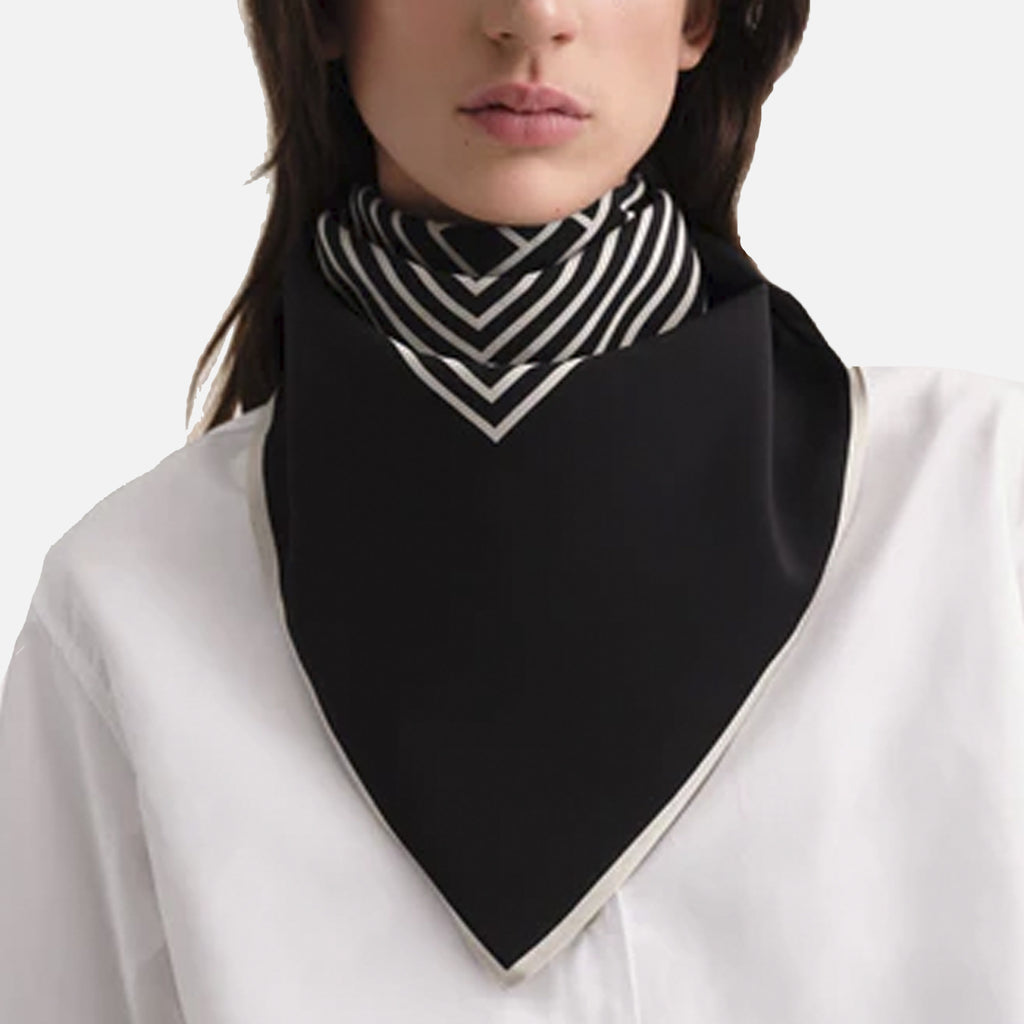 Centered Monogram Silk Scarf Black