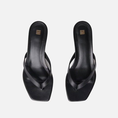 Heeled Flip Flops Black