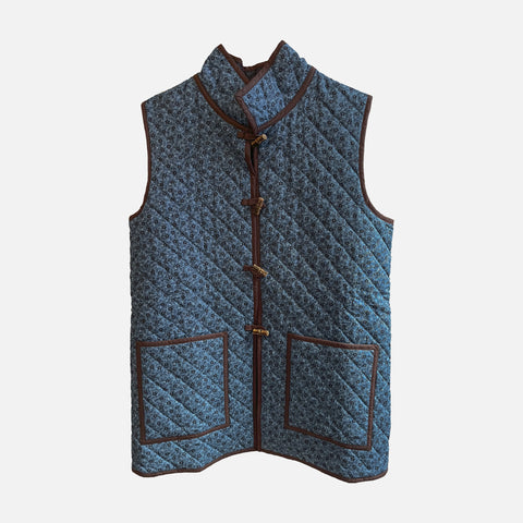 Quilted Waistcoat Floral Blue