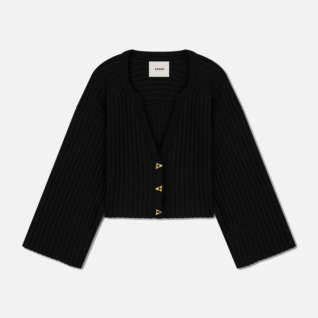 Morrow Cropped Cardigan Black
