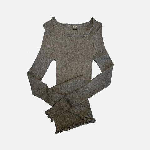 Long Sleeve T-Shirt Wool Silk Rib Grey