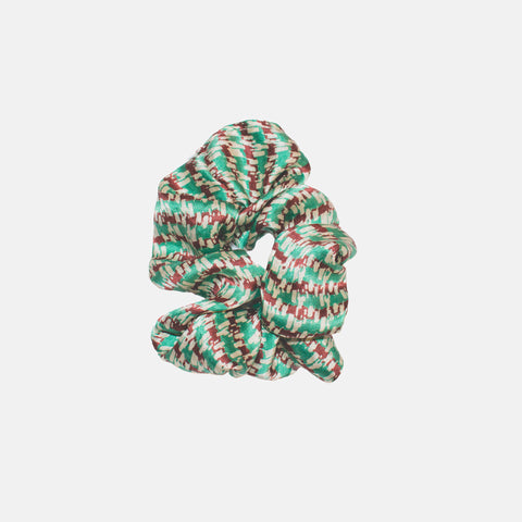 Upcycled Scrunchie Green/Brown Print