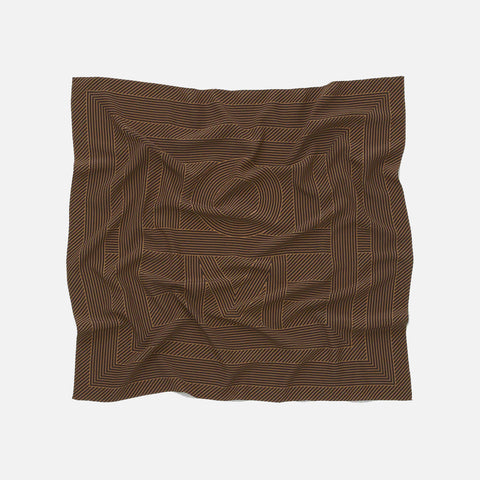 Striped Monogram Silk Scarf in Brown - Toteme
