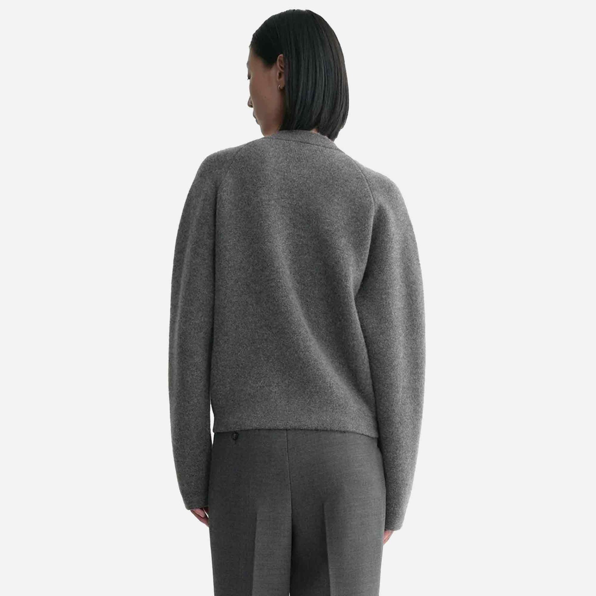 Hammered Button Cardigan Grey Melange